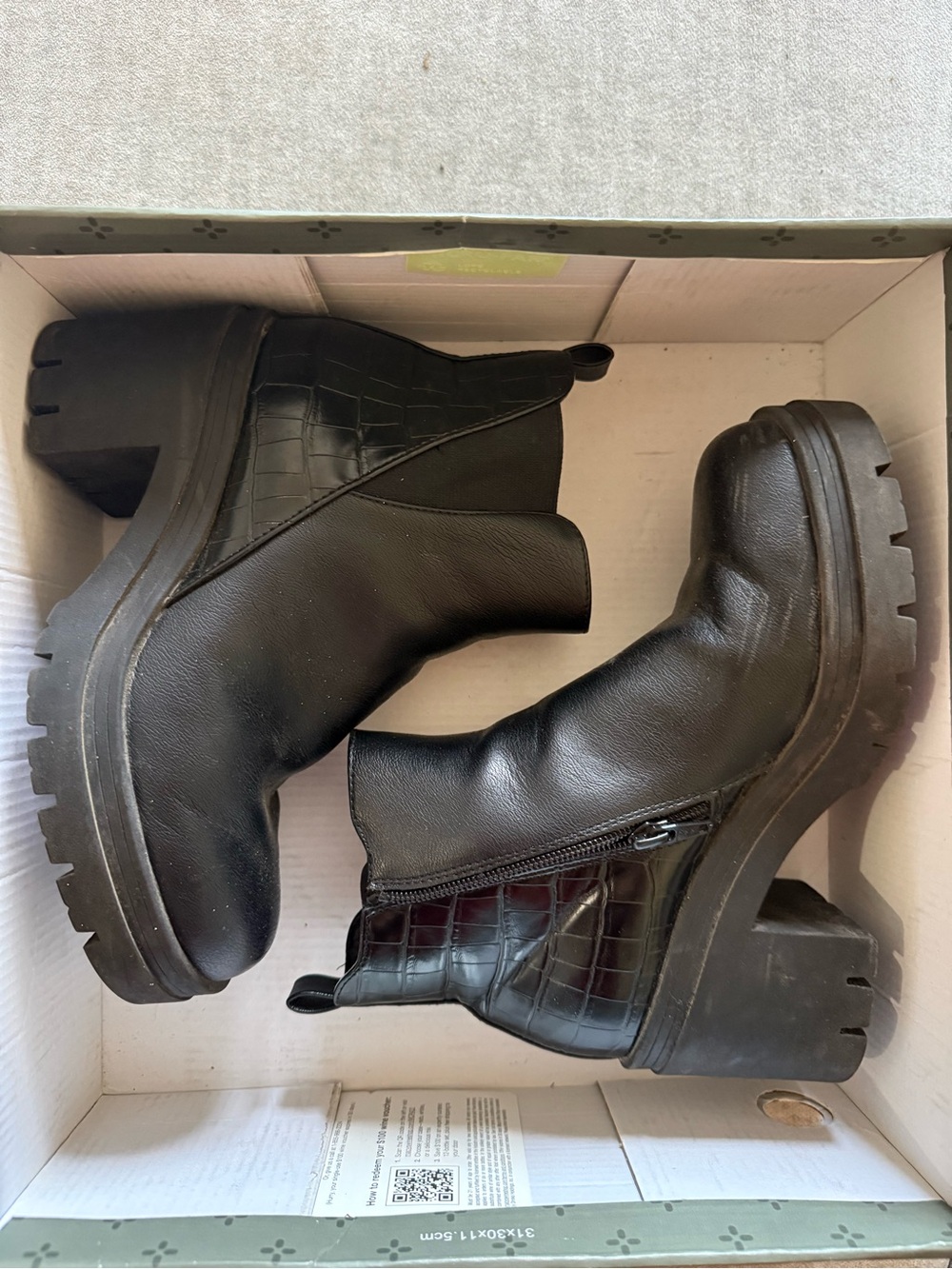 Sun + Stone Black Platform Chelsea Ankle Boots